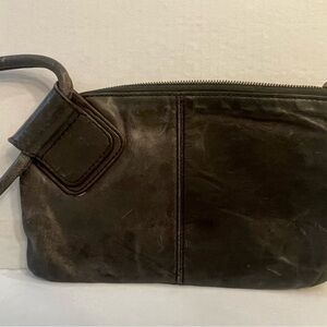 HOBO Grey Leather Wristlet Clutch